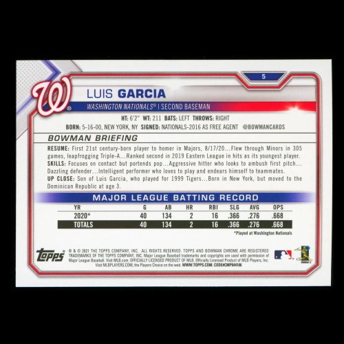 Luis Garcia RC 2021 Bowman Rookie Nationals