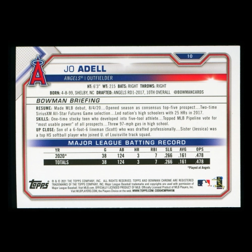Jo Adell RC 2021 Bowman Rookie Angels