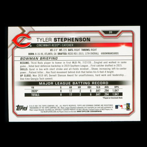 Tyler Stephenson RC 2021 Bowman Rookie Reds