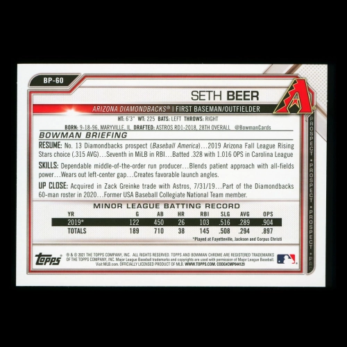 Seth Beer 2021 Bowman Prospect Diamondbacks