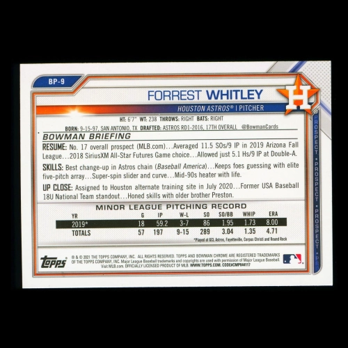 Forrest Whitley 2021 Bowman Prospect Astros