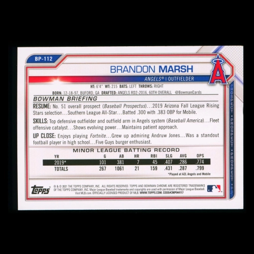 Brandon Marsh 2021 Bowman Prospect Angels