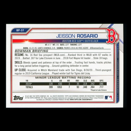 Jeisson Rosario 2021 Bowman Prospect Red Sox