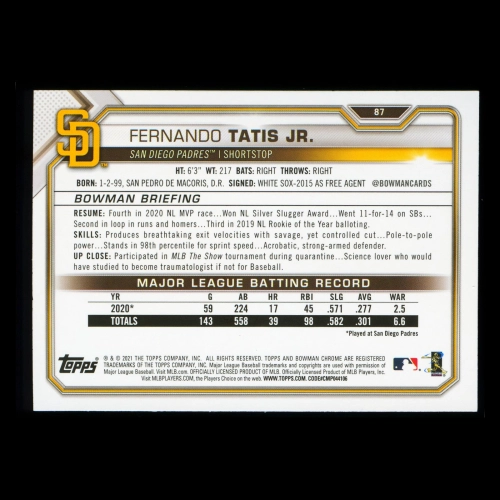 Fernando Tatis Jr. 2021 Bowman Padres