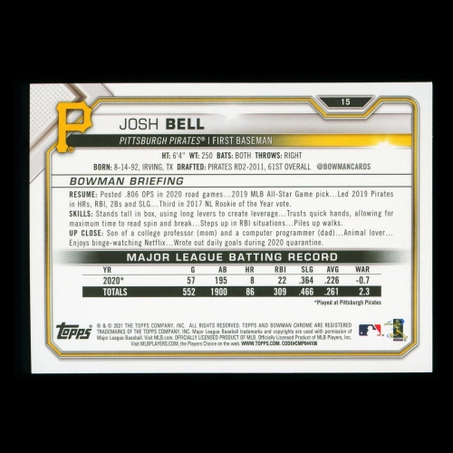 Josh Bell 2021 Bowman Pirates
