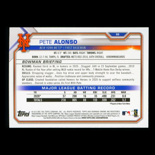 Pete Alonso 2021 Bowman Mets