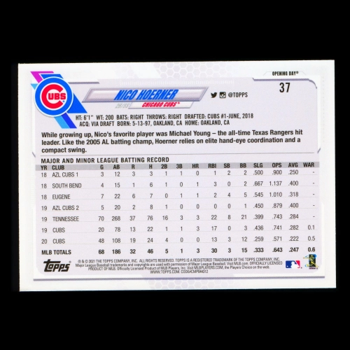 Nico Hoerner 2021 Topps Opening Day Future Stars Cubs