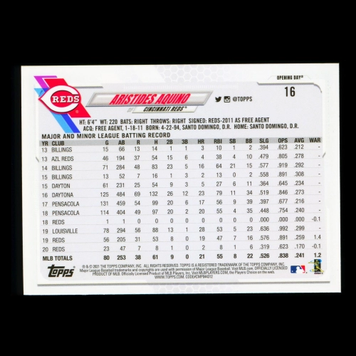 Aristides Aquino 2021 Topps Opening Day Future Stars Reds