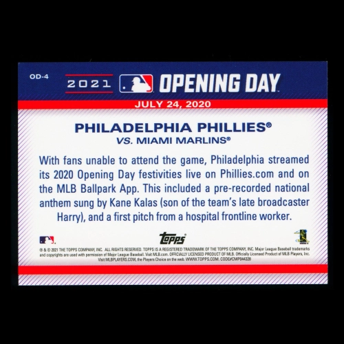 Philadelphia Phillies 2021 Topps Opening Day