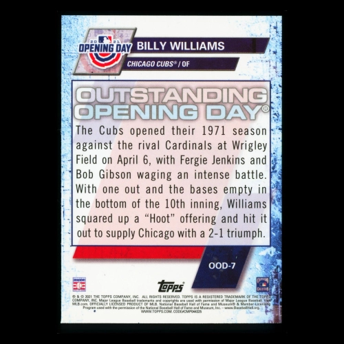 Billy Williams 2021 Topps Opening Day 1971 Cubs