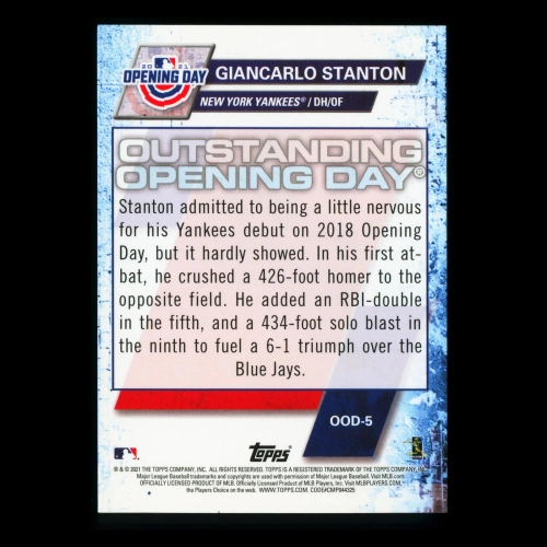 Giancarlo Stanton 2021 Topps Opening Day 2018 Yankees