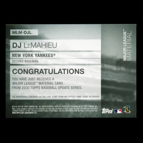DJ LeMahieu 2020 Topps Major League Material Yankees