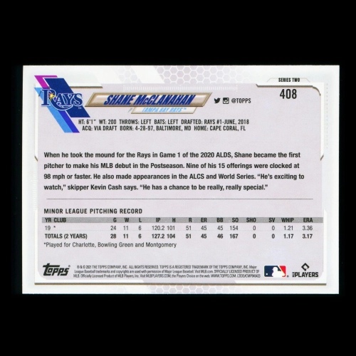 Shane McClanahan RC Topps 2021 Rookie Rays
