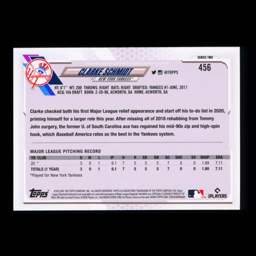 Clarke Schmidt RC Topps 2021 Rookie Yankees