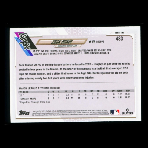 Zack Burdi RC Topps 2021 Rookie White Sox