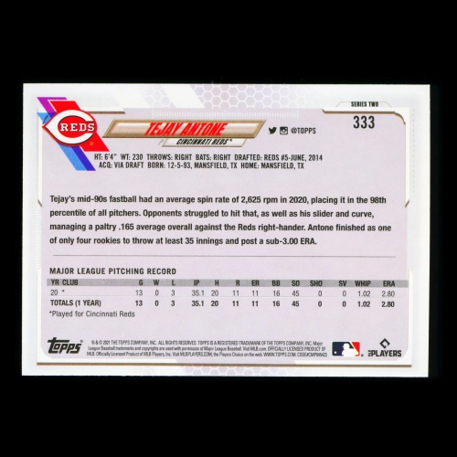 Tejay Antone RC Topps 2021 Rookie Reds