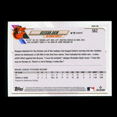 Keegan Akin RC Topps 2021 Rookie Orioles
