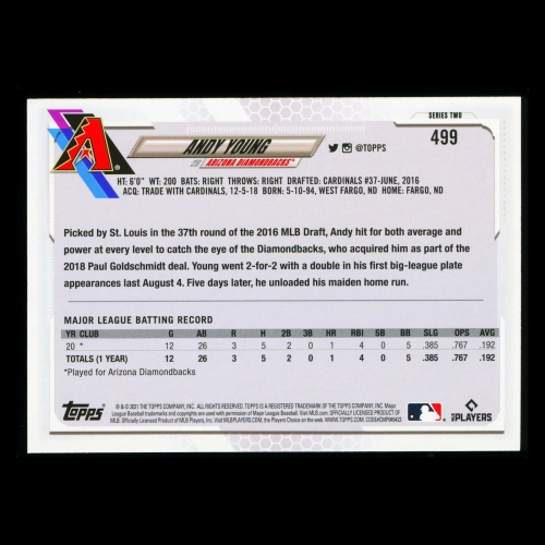 Andy Young RC Topps 2021 Rookie Diamondbacks