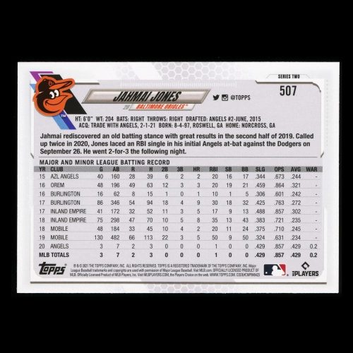 Jahmai Jones RC Topps 2021 Rookie Orioles