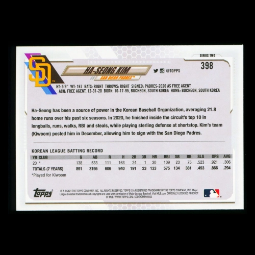 Ha-Seong Kim RC Topps 2021 Rookie Padres