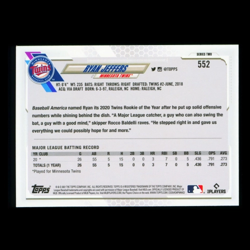 Ryan Jeffers RC Topps 2021 Rookie Twins
