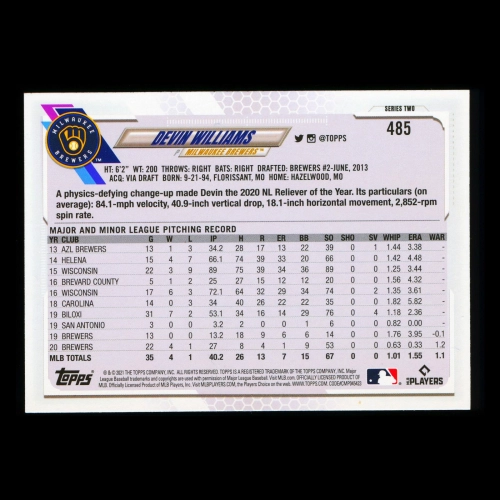 Devin Williams Topps 2021 All-Star Rookie Brewers