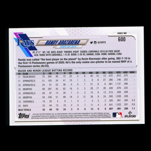 Randy Arozarena Topps 2021 Future Stars Rays