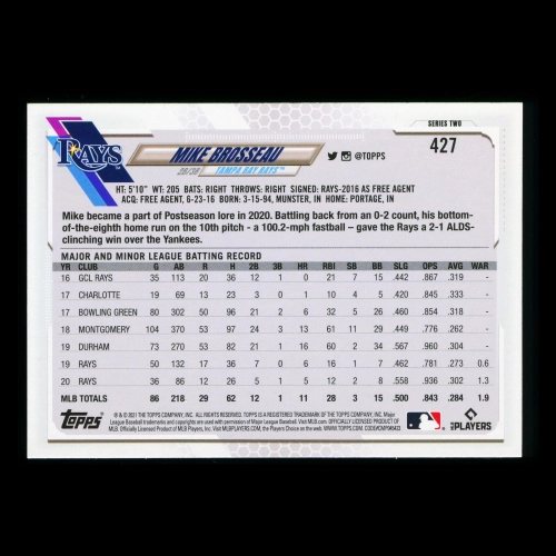 Mike Brosseau Topps 2021 Future Stars Rays