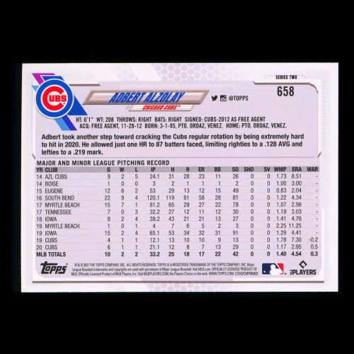 Adbert Alzolay Topps 2021 Future Stars Cubs