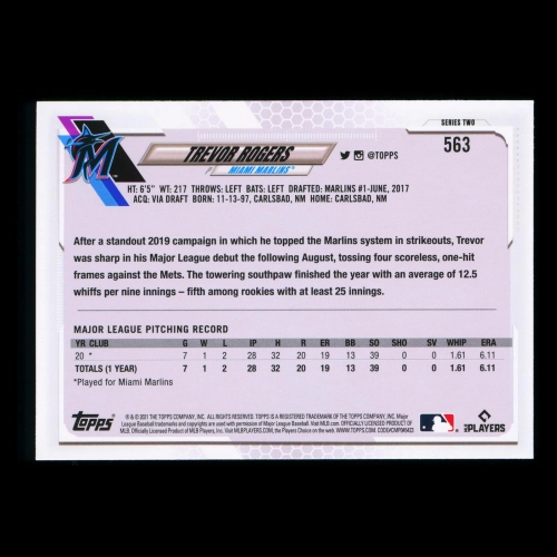 Trevor Rogers RC Topps 2021 Rookie Marlins