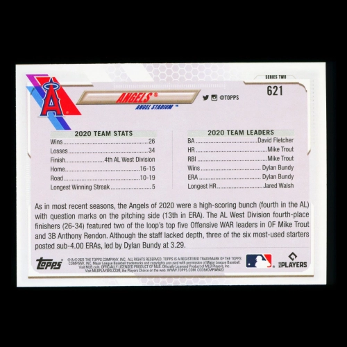 Angels Topps 2021 Team Card Angel Stadium