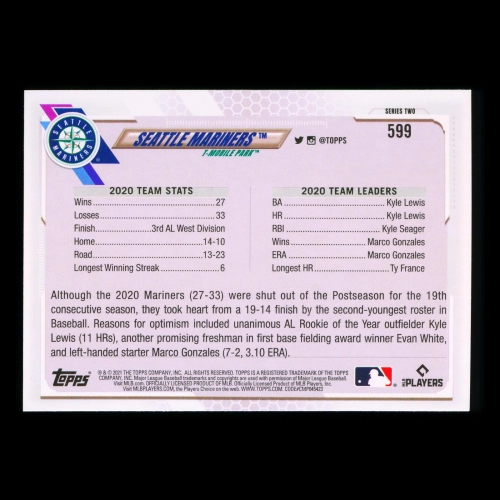 Seattle Mariners Topps 2021 Team Card T-Mobile Park