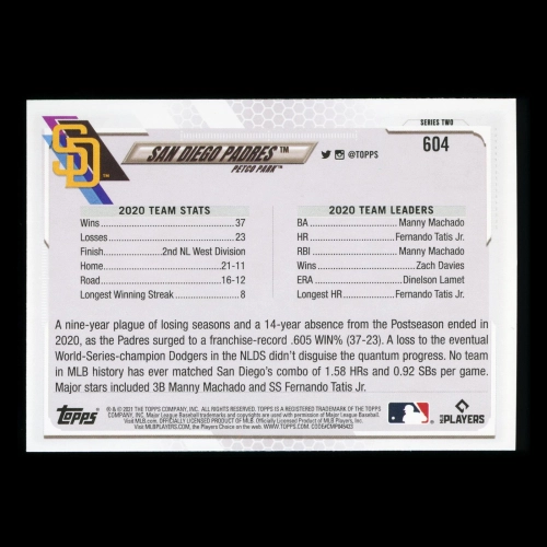 San Diego Padres Topps 2021 Team Card Petco Park