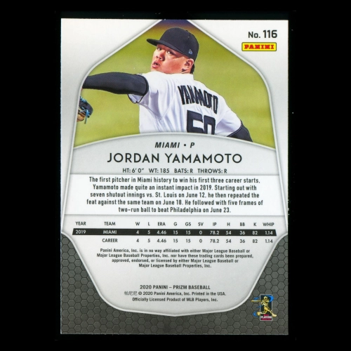 Jordan Yamamoto RC 2020 Prizm Rookie Marlins
