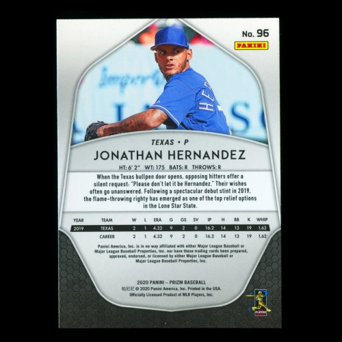 Jonathan Hernandez RC 2020 Prizm Rookie Rangers