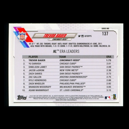 Trevor Bauer 2021 Topps League Leaders Reds