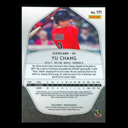 Yu Chang RC 2020 Prizm Rookie Indians