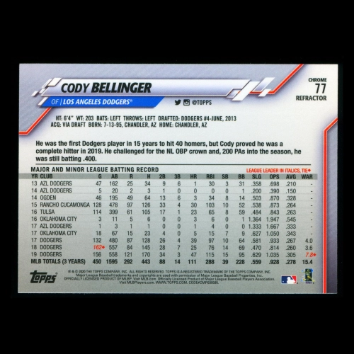 Cody Bellinger 2020 Topps Chrome Refractor Dodgers