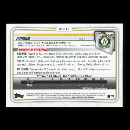 Robert Puason 2020 Bowman 1st Bowman Prospect Athletics