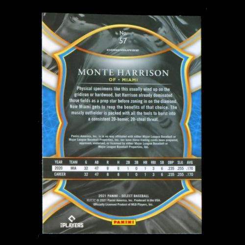 Monte Harrison RC 2021 Select Rookie Marlins