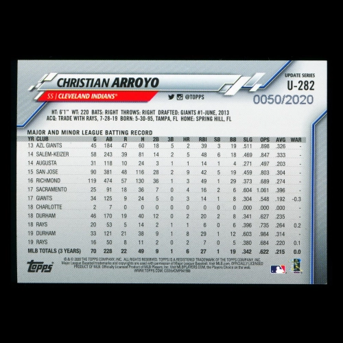 Christian Arroyo 2020 Topps Gold Indians 0050/2020