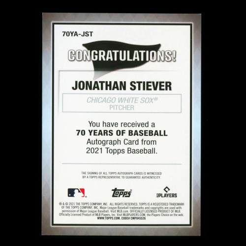 Jonathan Stiever 2021 Topps 70 Years of Baseball Autographs White Sox