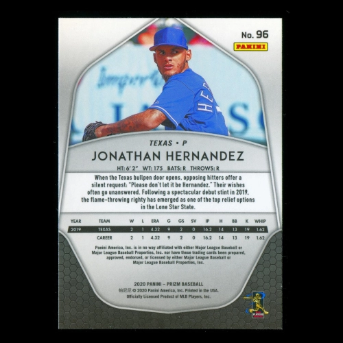 Jonathan Hernandez RC 2020 Prizm Rookie Rangers