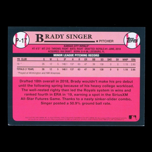 Brady Singer 2020 Topps 1989 Retro #1 Prospect Royals