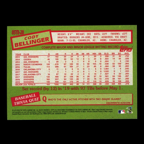 Cody Bellinger 2020 Topps 1985 Retro Dodgers