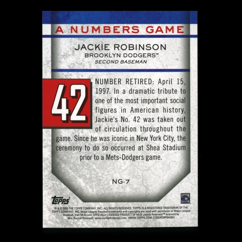 Jackie Robinson 2020 Topps A Numbers Game - 42 Dodgers