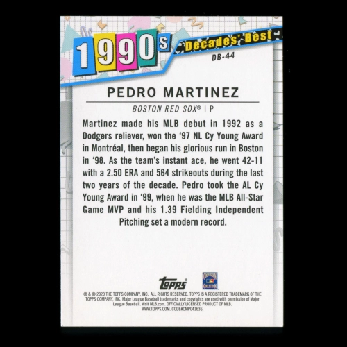 Pedro Martinez 2020 Topps Decades' Best Pitchers 1990s Red Sox