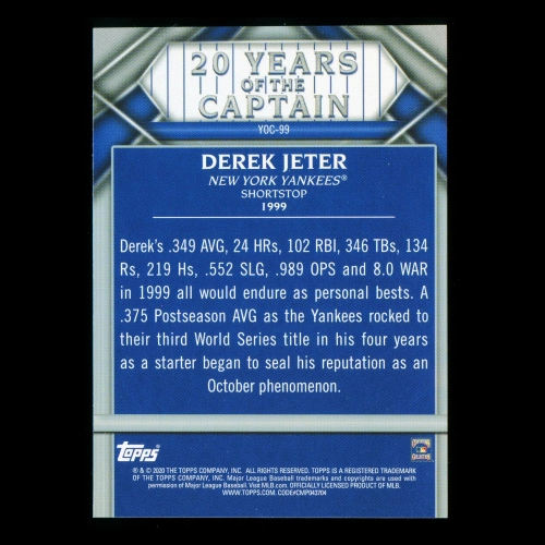 Derek Jeter 2020 Topps 20 Years of the Captain #99 Yankees