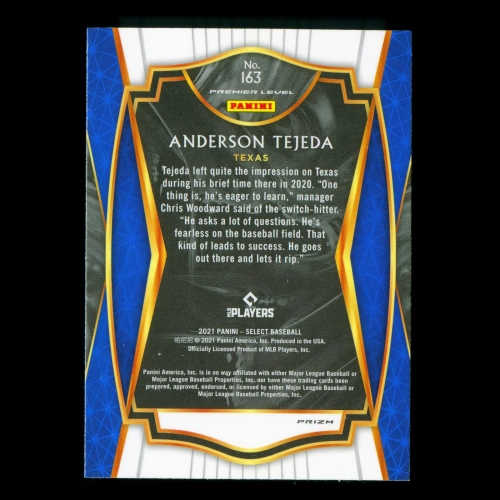 Anderson Tejeda RC 2021 Select Tri-Color Rookie Rangers