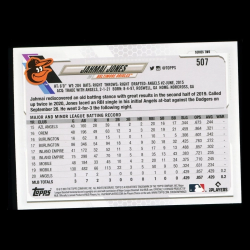 Jahmai Jones RC Topps 2021 Rookie Orioles